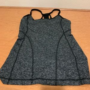 Zella Black/Grey Striped Tank. Small.